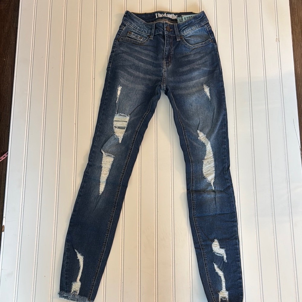 Distressed Blue Skinny Jeans